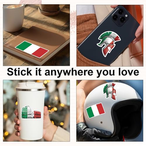 [3PCS] Italian Flag Sticker Gifts for Men Bold Vinyl Decals Featuring Italy - color: Italy Flag Sticker