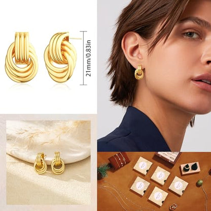 Small 4Pcs 14K Gold Huggie Hoop Earrings Sets for Women Non Tarnish - style: Gold&Sty24