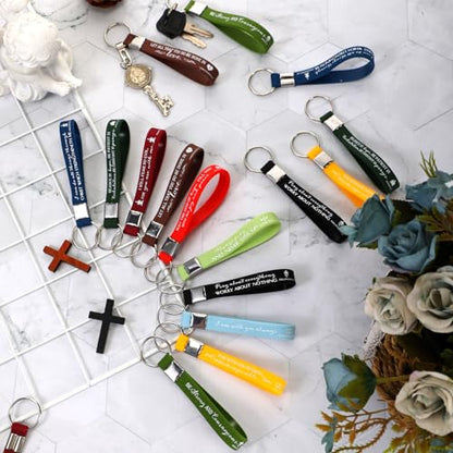 100 Pcs Christian Keychain Gift Bulk Religious Keyring - color: Joyous Color