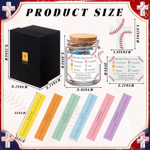 Lunmon Baseball Christian Affirmation Jar with Color-coded Bible Verses - style: Baseball