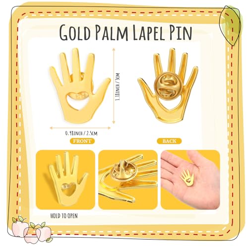 Foilswirl 60 Sets Employee Appreciation Gifts Gold Hand Lapel Pins, Heart