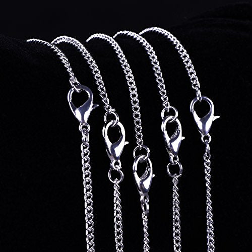 Outus 12 Pack Iron DIY Chain Necklaces Gift Silver Plated Necklace Chain with Lobster Clasp Link for Jewelry Making Supplies(20 Inch) - size: 20 Inch