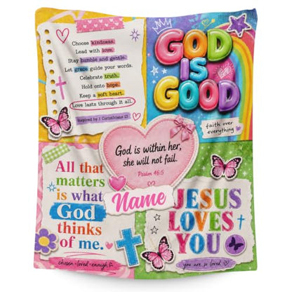Custom Kids Blanket Gift, Personalized God Theme Blanket for Bedroom - color: Yellow