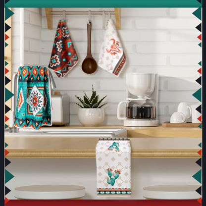 Boyiee Set of 6 Southwestern Kitchen Towels Boho Aztec Theme Dishcloth - color: Western