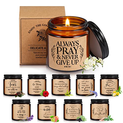 Lewtemi 10 Jars Christian Candles Gift Bulk, Brown, Classic - color: Brown, style: Classic