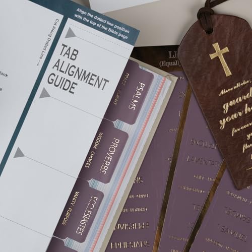 UPAFEXXI-Bible Tabs with Book Summaries, 3D Gold Foil Embossed Lettering - color: Purple
