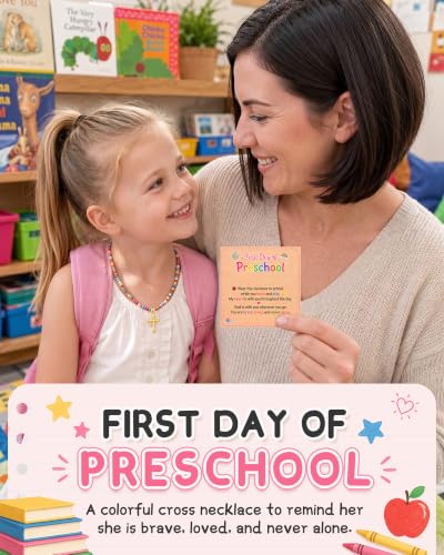 PINKDODO Colorful Bead Cross Necklace First Day of Kindergarten Pre K Gifts - style: Preschool