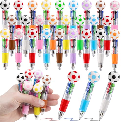 48 Pack Soccer Party Favors Bulk - Multicolor Mini Pens for Kids, Classroom Prizes, Goodie Bag Stuffers Supplies - color: Soccer