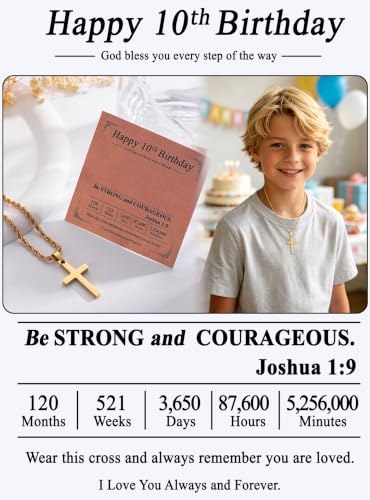 Birthday Gifts Cross Necklace for Boys 6-13 Years Old - color: Gold