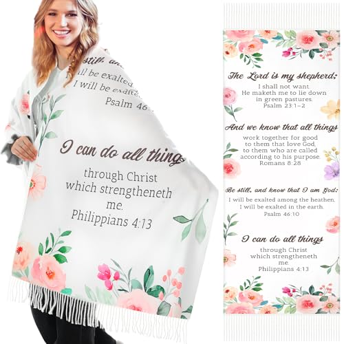 FuWeave Prayer Shawl for Women Christian Floral Scripture - style: Wildflowers