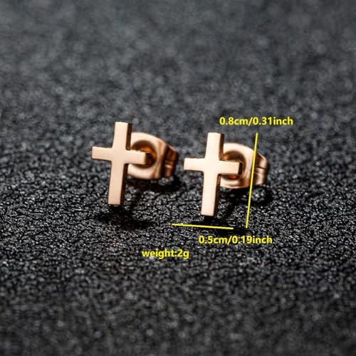 Stainless Steel Cross Small Earrings Set for Women Men Minimalist Religious Faith Mini Crucifix Lightweight Tiny Sleeper Stud Earrings for Easter Christian Baptism Birthday Christmas Fashion Jewelry