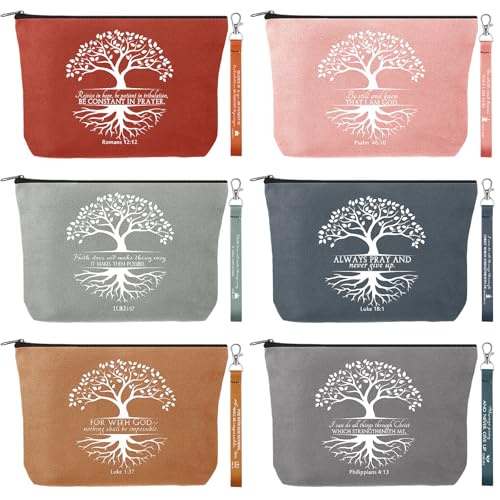 Huhumy 12 Pcs Christian Makeup Bag, Bright Colors, Tree of Life - color: Bright Colors, style: Tree of Life