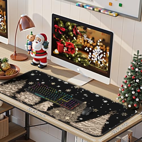 iCasso Black Desk Mat,Christmas Mouse Pad,Cute Desk Pad Mat - color: 1-black
