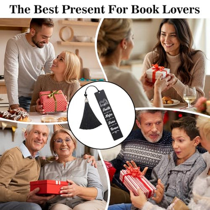Hafhue Faith Hope Love Grace Metal Bookmark with Tassels, Bible Verse Bookmarker Gifts for Reader Bookworm Book Lover Author, Inspirational Gifts for Women Men, Religious Gifts for Christians Pastor