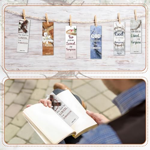 Dispowreath 60 Pcs for God So Loved Bookmarks Religious John 3: 16 Bookmarks Church Exchange Gifts for Men & Women Sunday School Vbs Church Prizes Party Favors - style: for God So Loved the World