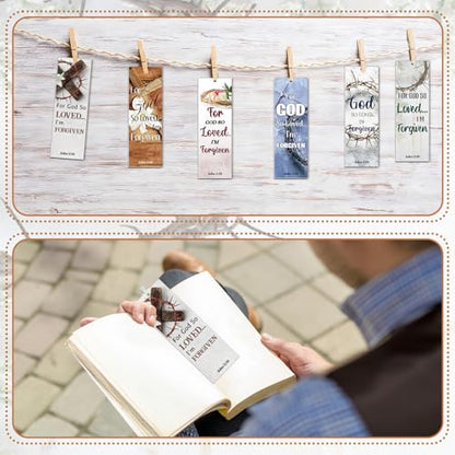 Dispowreath 60 Pcs for God So Loved Bookmarks Religious John 3: 16 Bookmarks Church Exchange Gifts for Men & Women Sunday School Vbs Church Prizes Party Favors - style: for God So Loved the World