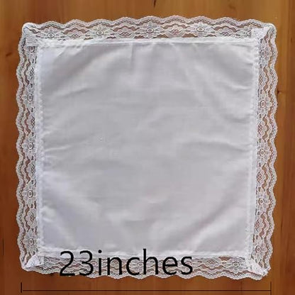 24" Lap scarf lap scarves with lace trims lap handkerchief Lap covers lap skirts for women in church - color: White