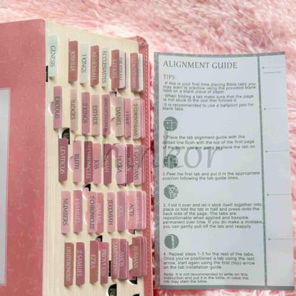 Thinkor- Repositionable Bible Tabs, 66 Pink Theme Laminated Tabs for Women, Study Bible Gifts - color: White Pink