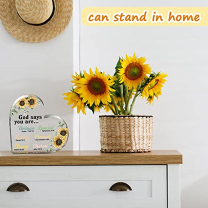 Chunful Christian Gift Women Heart Paperweight Scripture Decor, Sunflower - style: Sunflower