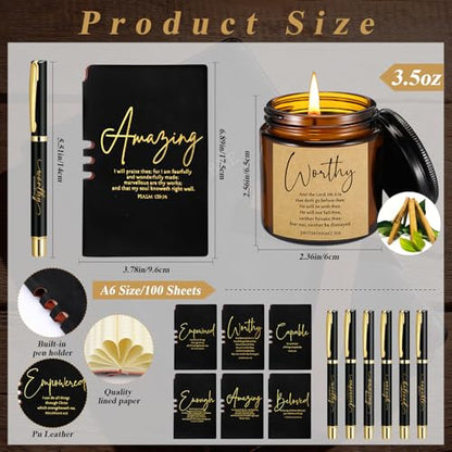 FillTouch 6 Set Christian Gift for Men 15 oz Coffee Mug Journal Pen Candle - color: Black
