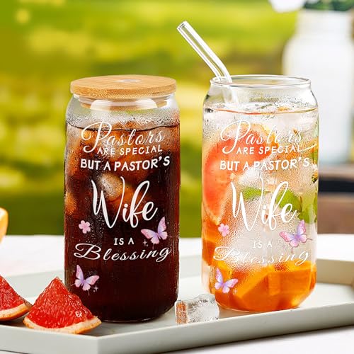 Pastor Wife Appreciation Gifts, 7 Pcs Pastors Wife Gifts for Women with 16oz Glass Cup, Lavender Candle, Fuzzy Socks, Cross Bracelet, Makeup Bag & Thank You Card for Birthday Retirement Anniversary - style: For Pastors Wife