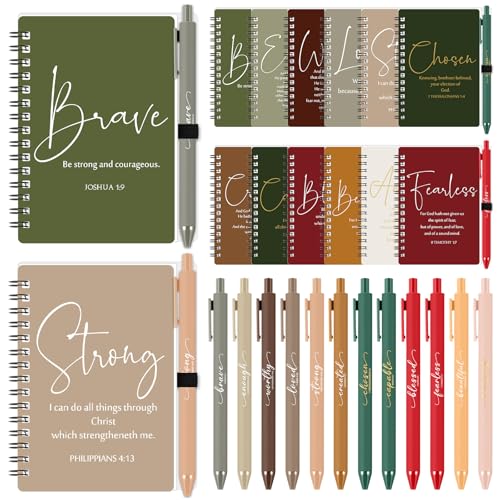 Kosiz 12 Sets Christian Gifts Bulk Prayer Journals Pens, Retro Color - color: Retro Color