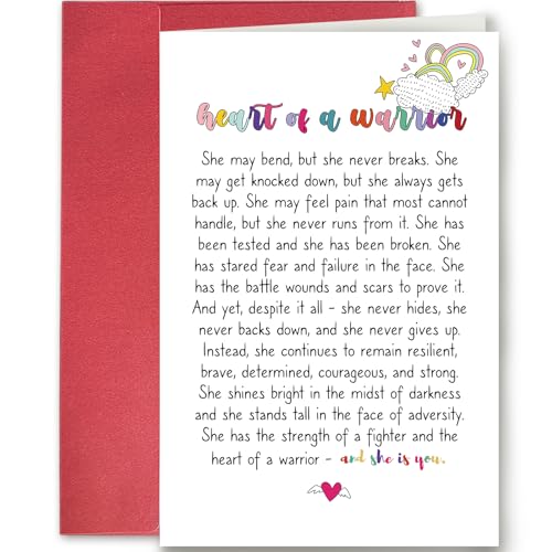 Heartfelt Encouragement Card for Her, Affirmation Card, Thinking of You Card, Support Card, Positive Card, Never Give Up Card, Get Well Soon Card, Heart of a Warrior Card - color: #98