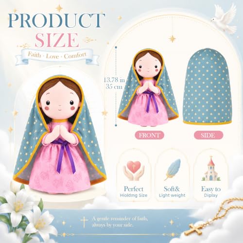 Seenelling 13.7 Inch Our Lady of Guadalupe Plush Mary Stuffed Doll