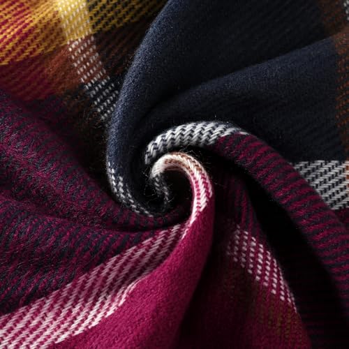Clothirily Womens Winter Scarf, Oversized Long Blanket Plaid Shawl Wrap - color: Red Purple Lattice