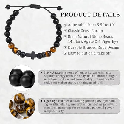 Cross Bracelet Gifts for Men Boys, Cross Beads Bracelet Christian Christmas Easter Basket Stuffers Baptism Jewelry Gifts for Man Him Son Grandson Nephew Brother Godfather Godson - style: Brother