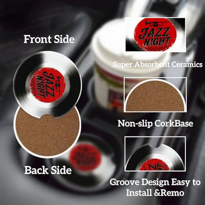 Ceramic Car Cup Coasters 2PCS - Jazz Night - color: Jazz Night
