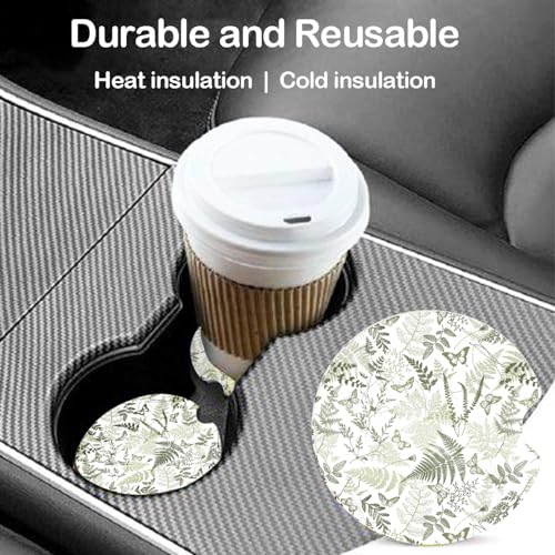 Ceramic Car Coasters – Absorbent Car Cup Holder Coaster Set for Women, Cute Aesthetic Car Accessories for Girls, 2 Pack (Deep Green) - color: Deep Green