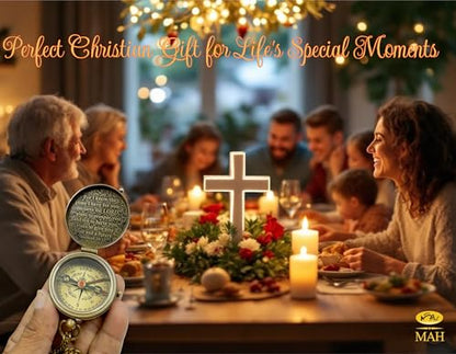 Handmade Religious Brass Compass Gift with Engraved & Embossed Faith Messages – Inspirational Christian Religious Gift Keepsake for Baptism, Confirmation, Christening, First Communion or Christmas - style: For I Know – Edition 1