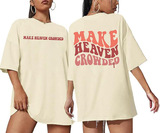 Christian Shirts for Women Faith Over Fear Oversized Graphic Tees - color: Apricot, size: Medium