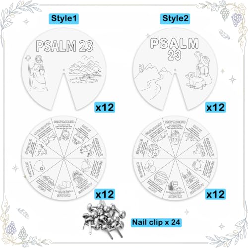 Glenmal 24 Pack Psalm 23 Prayer Wheel Coloring Craft Kits, 9" DIY - style: Psalm 23