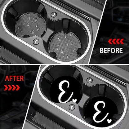 2PCS Initial H Car Cup Holder Coasters Neoprene Universal 2.75" - color: Initial H