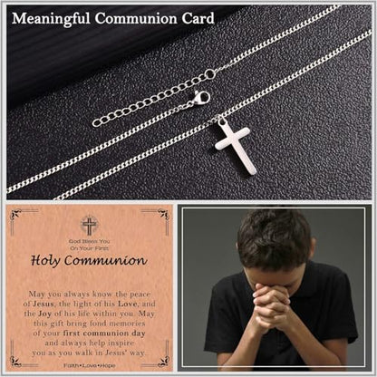 Cross Necklace for Boys Kids Christian Catholic Religious Gifts - color: Communion -Boys