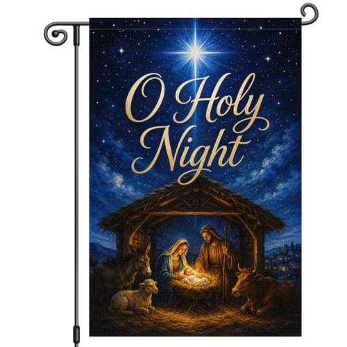 Louise Maelys Christmas Nativity Garden Yard Flag 12x18 Inch Religious - color: Multi-1