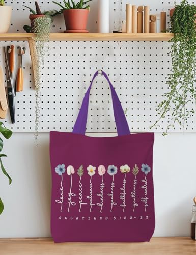 Bible Bags for Women, Christian Tote Bag, Gifts for Christian Women - color: Purple