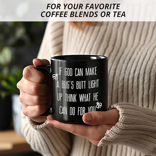 Funny Christian Mug, Bible Verse Coffee Cups Ceramic, Christian Gifts for Women Faith Men, Religious Bible Verse Gifts Black Coffee Mug Cup for Women Men - color: Black