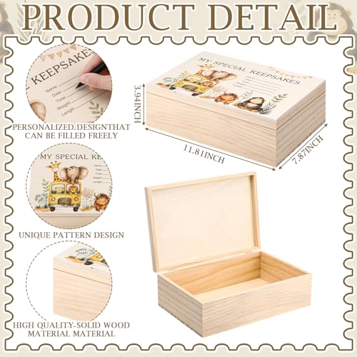 Thyle Safari Animal Wooden Newborn Baby Memories Keepsake Box - style: Safari Animal