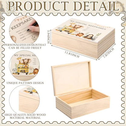 Thyle Safari Animal Wooden Newborn Baby Memories Keepsake Box - style: Safari Animal