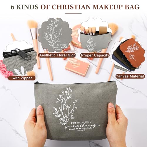 Huhumy 12 Pcs Christian Makeup Bag, Neutral Colors, Aesthetic - color: Neutral Colors, style: Aesthetic