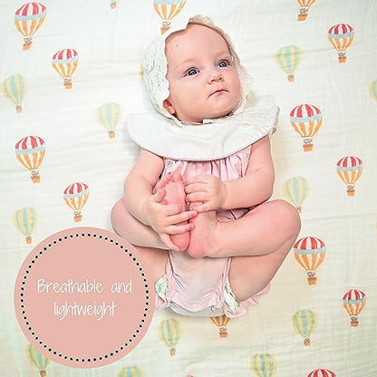 LollyBanks Muslin Swaddle Blankets, 100% Organic Cotton Receiving Blanket - color: The Sky is the Limit Or Lift Me Up