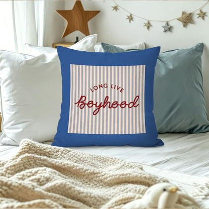 Long Live Boyhood Throw Pillow Cover 18x18,Boys Room Decor - color: Boys-long Live Boyhood