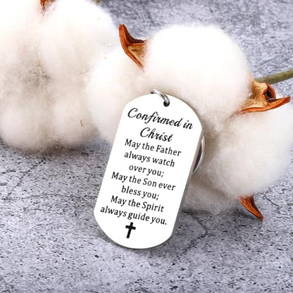 Confirmation Gifts for Teenage Girls Boys Confirmation Sponsor Gift for Women Men Catholic Teen Boys Girls Faith Fathers Day Religious Bible Verse Keychain Baptism 1st Communion Easter Basket Stuffers