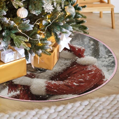Winter Santa Deer Christmas Tree Skirt, Vintage Xmas Tree Skirt 529XW - color: Santa-6