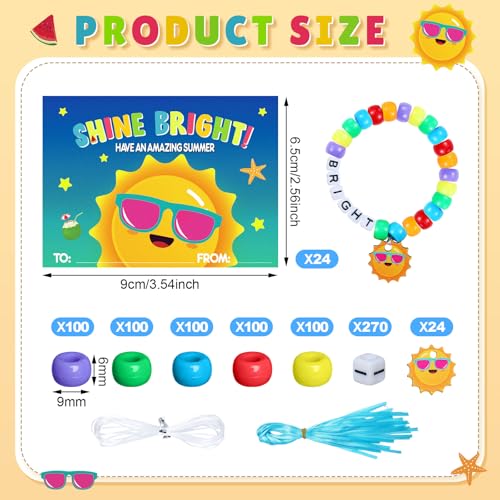 Landical 24 Sets Pony Bead Bracelet Kit, Graduation Gifts Bulk for Kids