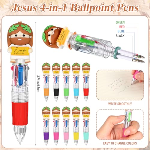 Sayglossy 120 Sets Little Jesus Pens Bulk, 4-in-1 Christian Pens with Cards - style: Blessed Jesus