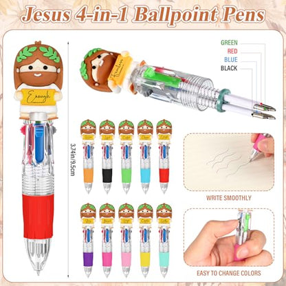 Sayglossy 120 Sets Little Jesus Pens Bulk, 4-in-1 Christian Pens with Cards - style: Blessed Jesus